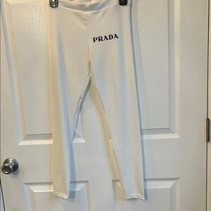 Prada White Leggings with Logo